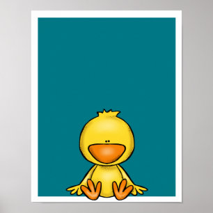 Poster Petit canard jaune mignon bébé pépinière