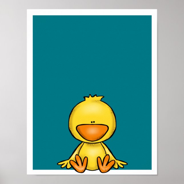 Poster Petit canard jaune mignon bébé pépinière (Devant)