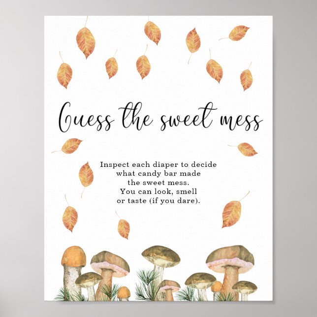 Poster petit champignon - devinez le doux baby shower de  (Devant)