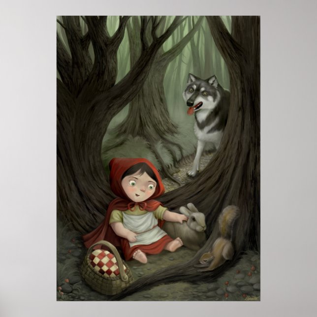 Poster Petit chaperon rouge Art pour enfants Imprimer (Devant)