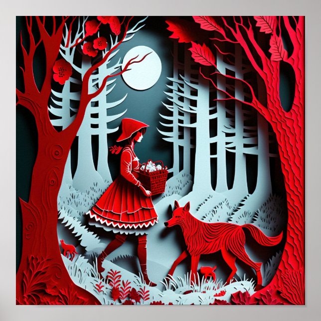 Poster Petit chaperon rouge rencontre le grand méchant lo (Devant)