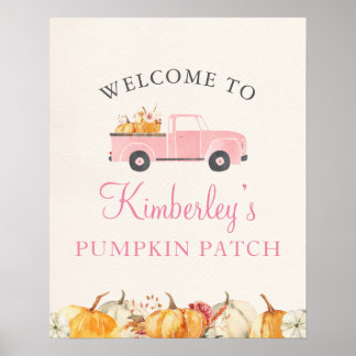 Poster Petit Citrouille Automne Floral Girl Anniversaire 