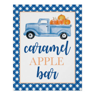 Poster Petit Citrouille bleu automne Nourriture d'anniver