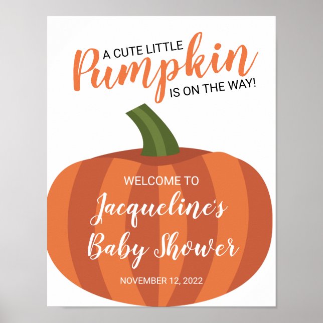 Poster Petit Citrouille En Chemin Baby shower Automne Acc (Devant)
