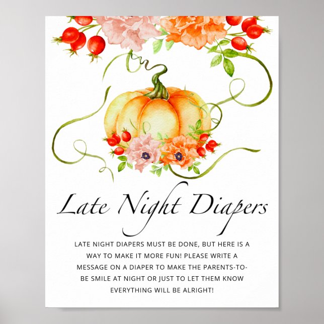 Poster Petit citrouille floral Late nuit couches jeu (Devant)