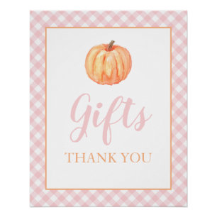 Poster Petit Citrouille Pastel Rose Automne Cadeaux Anniv