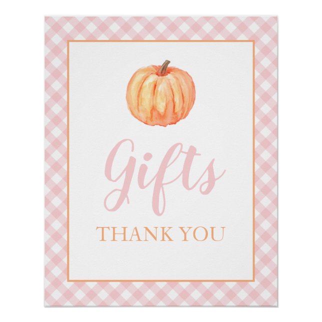 Poster Petit Citrouille Pastel Rose Automne Cadeaux Anniv (Devant)