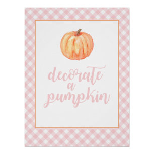 Poster Petit Citrouille rose automne Anniversaire Décorer