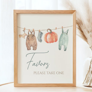 Poster Petit Citrouille Vêtements d'automne Baby shower g