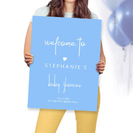 Poster Petit Coeur minimaliste Baby Boy Douche Bleu Accue