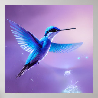 Poster Petit colibri bleu