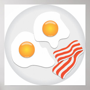 Poster Petit déjeuner aux œufs frits et au bacon