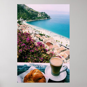Poster Petit-déjeuner avec vue côtière Photographie Impri