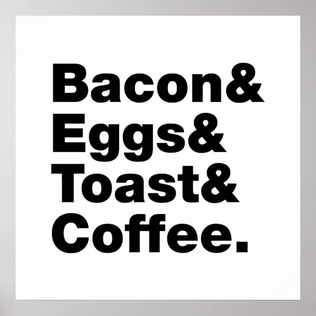 Poster Petit-déjeuner (Bacon & oeufs & Toast & Coffee.) P (Devant)
