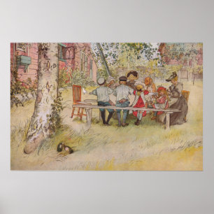 Poster Petit déjeuner de Carl Larsson sous le grand