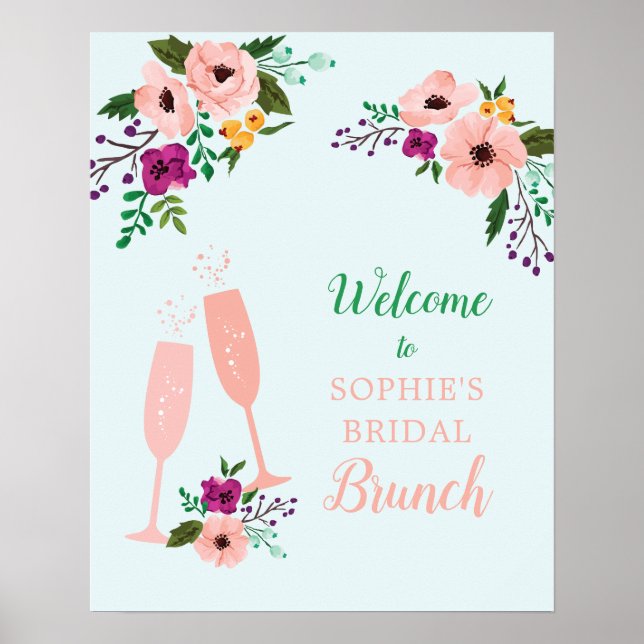 Poster Petit déjeuner de mariage avec mimosa et fleurs et (Devant)