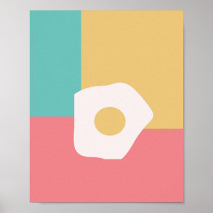 Poster Petit déjeuner d'œufs frits Coloré  Style Pop Art 