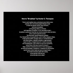 Poster Petit déjeuner par Hunter S Thompson