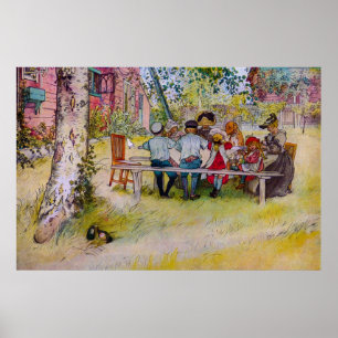 Poster Petit-Déjeuner Sous Le Bouleau - Carl Larsson Impr