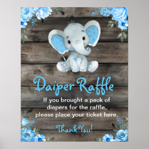 Poster Petit Eléphant Déchet Baby shower de jeu enseigne