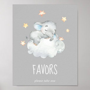 Poster Petit éléphant garçon Signe des faveurs du Baby