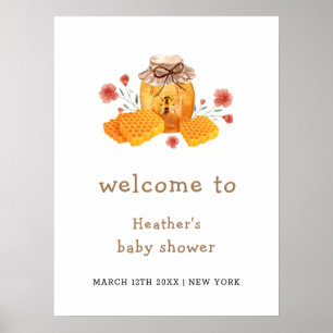 Poster Petit Fleur sauvage Honey Bee Baby shower Bienvenu