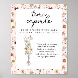 Poster Petit Fleur sauvage rose Baby shower temps Capsule