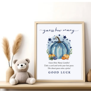 Poster Petit Garçon Citrouille Jeu de Baby Shower Devinez