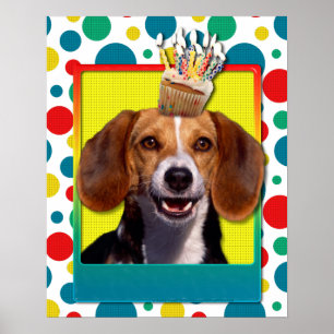 Poster Petit gâteau d'anniversaire - beagle