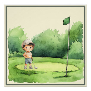 Poster Petit Golfeur en formation - Pépinière à thème de 