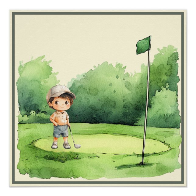 Poster Petit Golfeur en formation - Pépinière à thème de  (Devant)