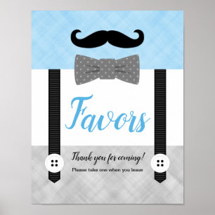 Poster Petit homme bleu gris garçon baby shower faveurs s