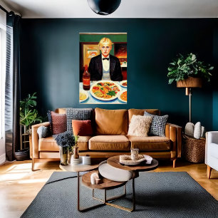 Poster Petit homme et dîner de fête Art AI