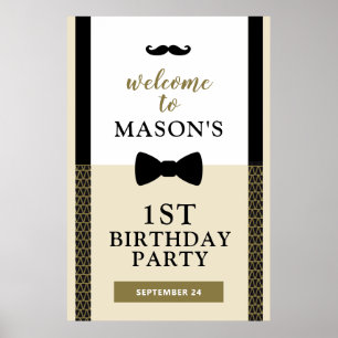 Poster Petit homme signe de bienvenue, garçon anniversair