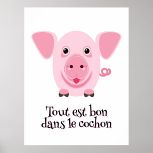 Poster Petit joli petit cochon rose