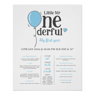 Poster Petit M. Onederful Premier Anniversaire Jalon