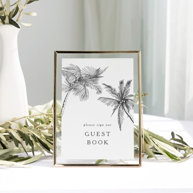 Poster Petit Mariage moderne de livre d'hôtes Tropical (Explore our fully customizable collection of palm tree wedding items!)