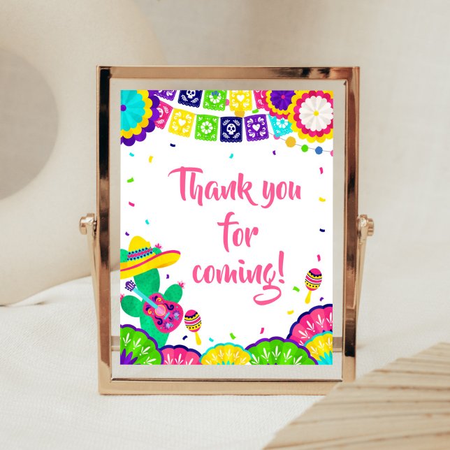 Poster Petit Merci de Fiesta Senorita pour venir (Mexican Baby Shower Thank You for Coming Sign)