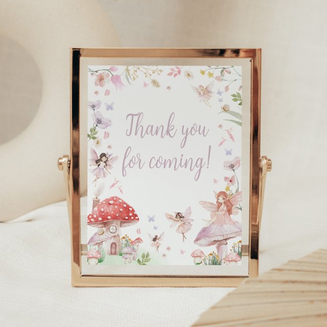 Poster Petit Merci fantaisiste pour venir (Whimsical Little Fairy Baby Shower Thank you for Coming Sign)