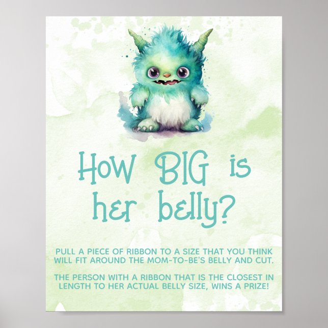 Poster Petit Monster Boy Baby shower Big Belly Jeu (Devant)