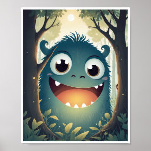 Poster Petit monstre gidrée boisée murale