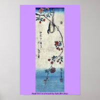 Petit oiseau sur une branche par Ando, Hiroshige