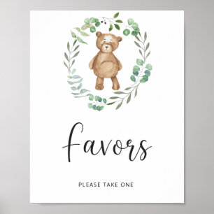 Poster petit ours en chemin \ Favors