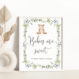 Poster Petit ours Les bébés sont doux prendre un régal