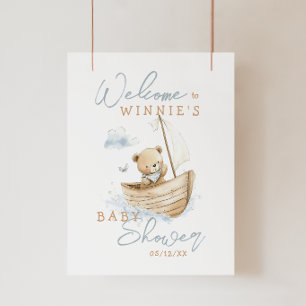 Poster Petit Ours Marin Bienvenue Baby Shower