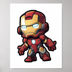 Poster petit personnage super-héros mignon en style dessi
