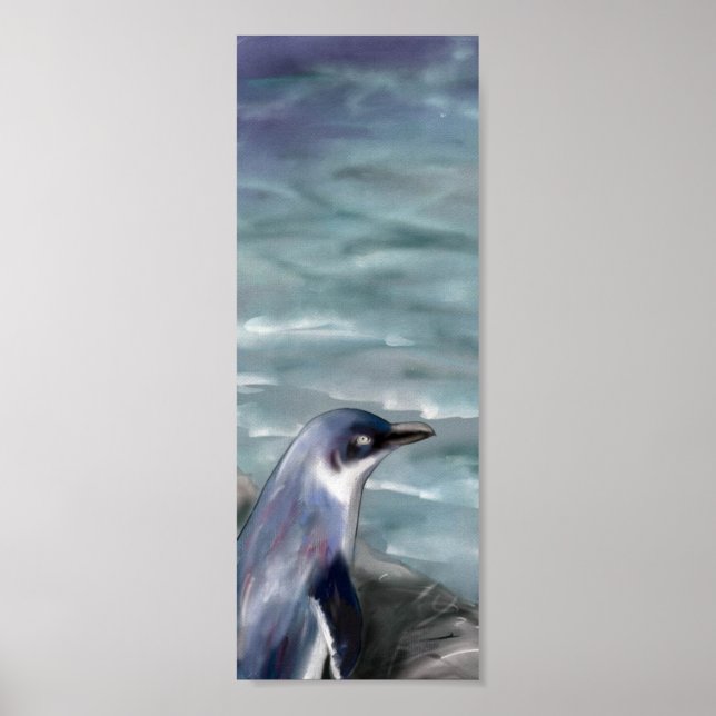 Poster Petit pingouin bleu (Devant)