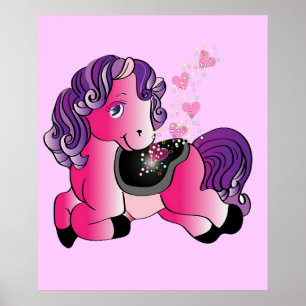 Poster Petit poney rose pépinière enfants art