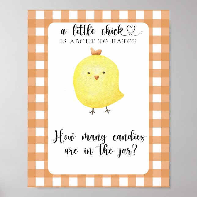 Poster Petit poulet - devinez combien de bonbons (Devant)