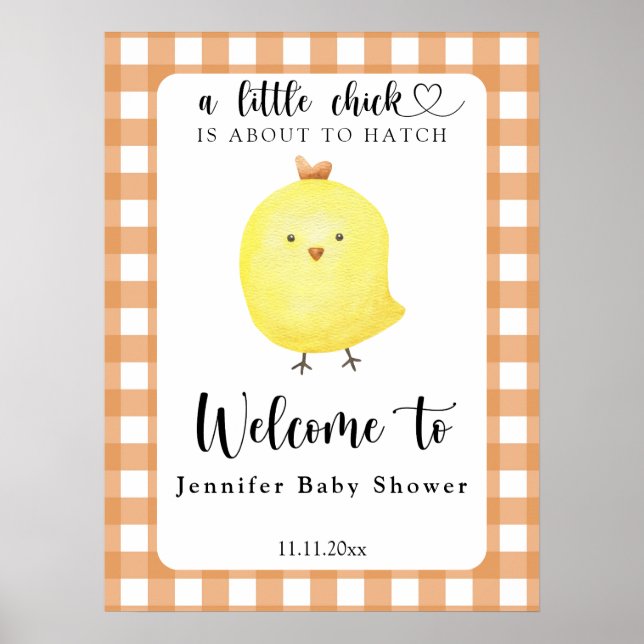 Poster Petit poussin - baby shower d'accueil (Devant)
